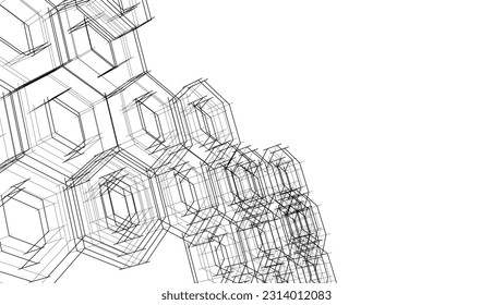 abstract 3d architecture vector illustration