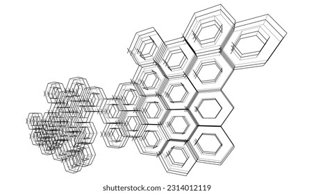ilustración vectorial de arquitectura 3d abstracta
