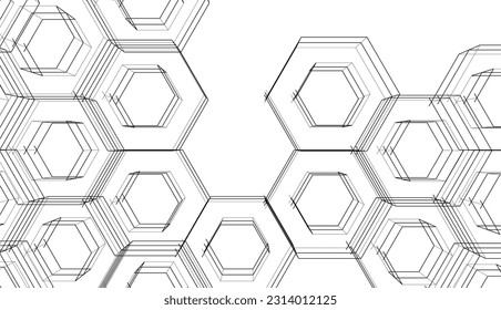 abstract 3d architecture vector illustration