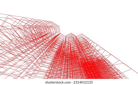 abstract 3d architecture vector illustration