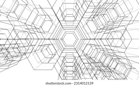 abstract 3d architecture vector illustration