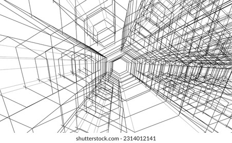 abstract 3d architecture vector illustration