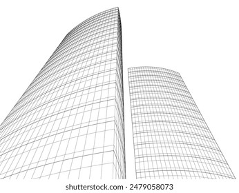 abstract 3d architecture vector illustration