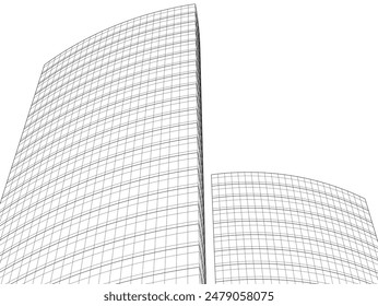 abstract 3d architecture vector illustration