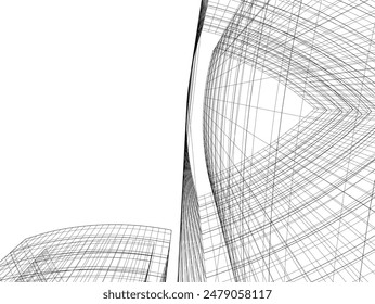 Ilustración vectorial de arquitectura 3d abstracta