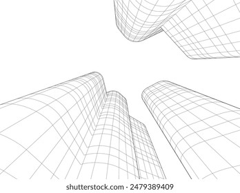 abstract 3d architecture vector illustration