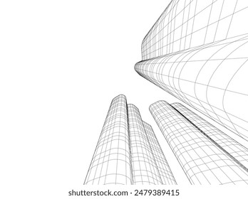 Ilustración vectorial de arquitectura 3d abstracta