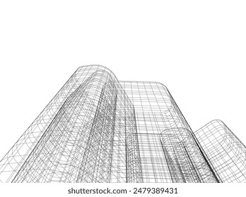 abstract 3d architecture vector illustration