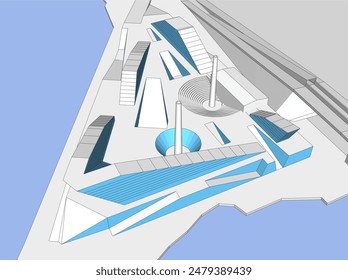 abstract 3d architecture vector illustration
