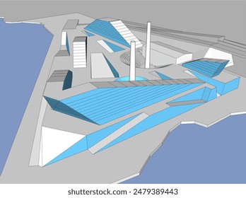 Ilustración vectorial de arquitectura 3d abstracta