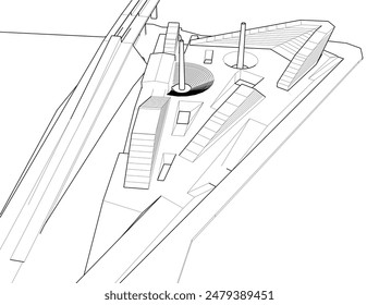 Ilustración vectorial de arquitectura 3d abstracta