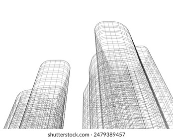 Ilustración vectorial de arquitectura 3d abstracta