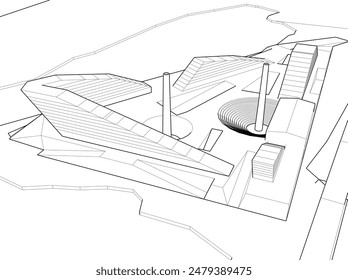 Ilustración vectorial de arquitectura 3d abstracta