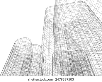 abstract 3d architecture vector illustration