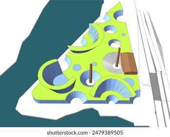 Ilustración vectorial de arquitectura 3d abstracta