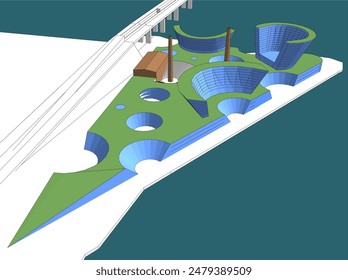 abstract 3d architecture vector illustration