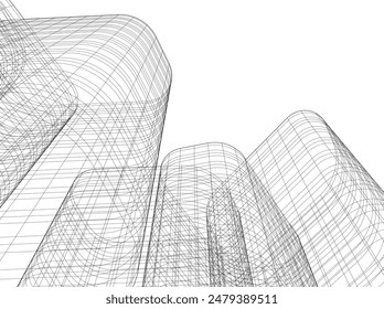 abstract 3d architecture vector illustration