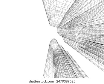 abstract 3d architecture vector illustration