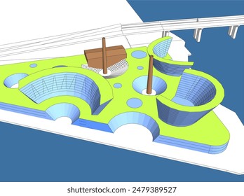 abstract 3d architecture vector illustration
