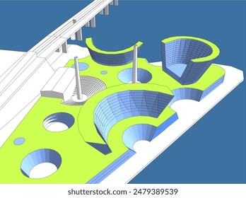 abstract 3d architecture vector illustration