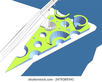 Ilustración vectorial de arquitectura 3d abstracta