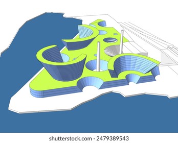 abstract 3d architecture vector illustration