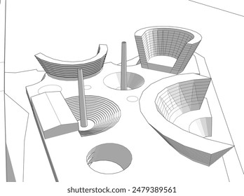 Ilustración vectorial de arquitectura 3d abstracta