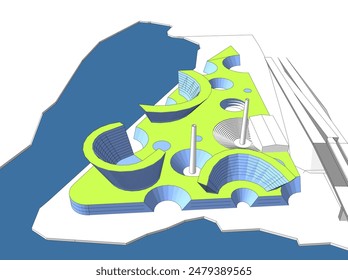 abstract 3d architecture vector illustration