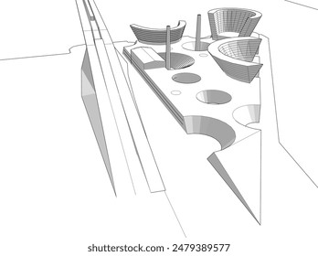 abstract 3d architecture vector illustration