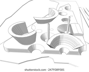 abstract 3d architecture vector illustration