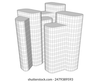 abstract 3d architecture vector illustration