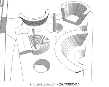 Ilustración vectorial de arquitectura 3d abstracta