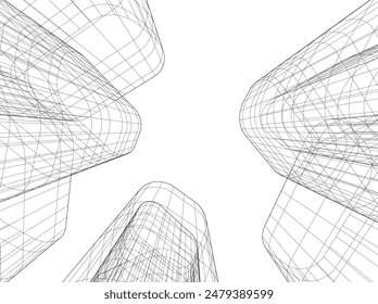 Ilustración vectorial de arquitectura 3d abstracta