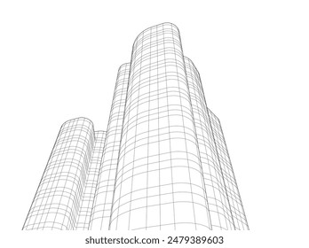 Ilustración vectorial de arquitectura 3d abstracta