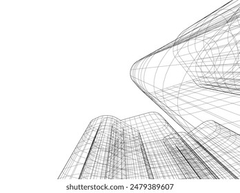 abstract 3d architecture vector illustration