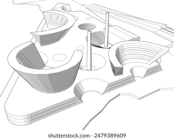 abstract 3d architecture vector illustration