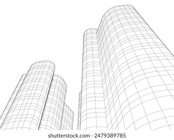 Ilustración vectorial de arquitectura 3d abstracta