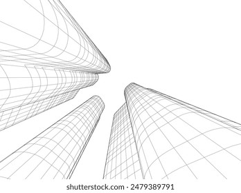 abstract 3d architecture vector illustration
