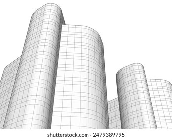 abstract 3d architecture vector illustration