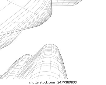 abstract 3d architecture vector illustration