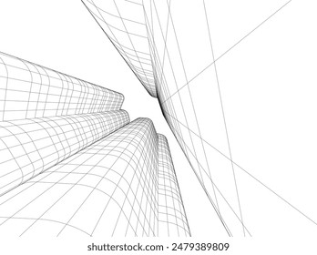 abstract 3d architecture vector illustration
