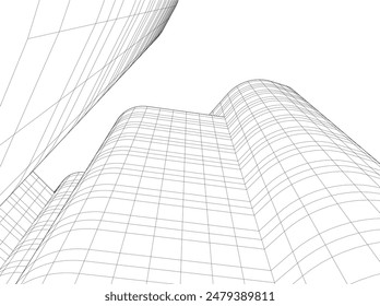 abstract 3d architecture vector illustration