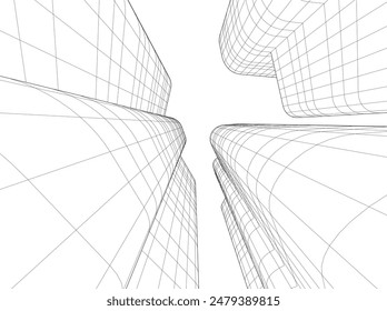 abstract 3d architecture vector illustration