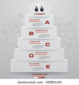 Abstract 3d arrow staircase diagram business step options. EPS10