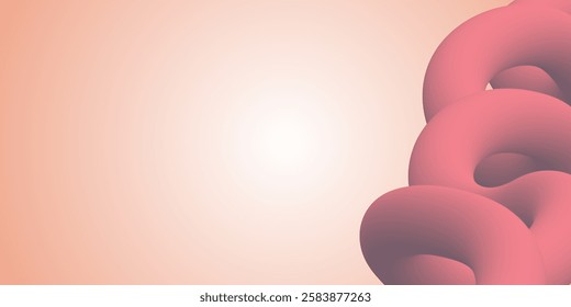 Abstract 3D Art With Soft Pink Curves and Minimalist Design. Abstract rendering showcasing interactive 3D pink shapes arranged artistically on a gradient background, capturing a minimalist and modern 