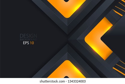 Abstract 3d background with black and gold paper layers.