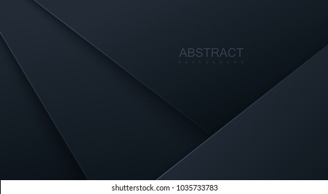 Abstract 3d background with black paper layers. Vector geometric illustration of carbon sliced shapes. Graphic design element. Minimal design. Decoration for business presentation