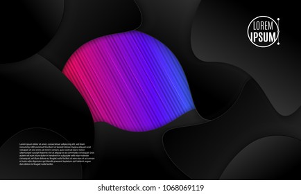 Abstract 3d background with black paper layers. Vector geometric illustration of sliced shapes. Graphic design element. Minimal design. Decoration for business presentation.