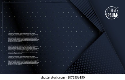 Abstract 3d background with black paper layers. Vector geometric illustration of sliced shapes. Graphic design element. Minimal design. Decoration for business presentation.