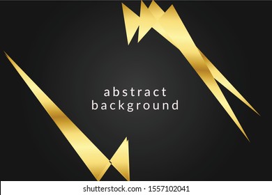 Abstract 3d background with black paper layers. Vector geometric illustration of carbon sliced shapes textured with golden glittering dots. Graphic design element. Elegant decoration